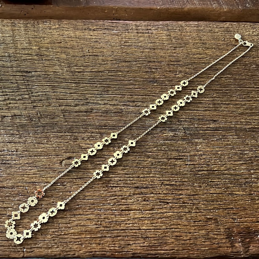 Tory Burch Gold Floral Link Double Strand Necklace
